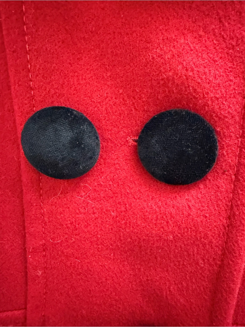 Laundry by Design Red Double-Breasted Pea Coat with Black Velvet Buttons - Picture 9 of 12